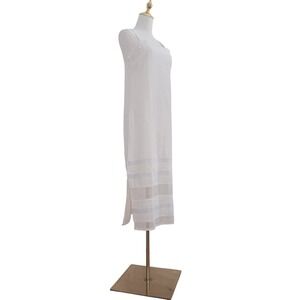 Real Comfort‎ White Lagenlook Linen Blend Dress 4P Petite Boho Minimalist bridal